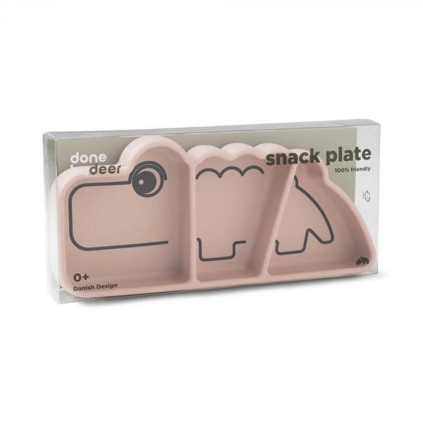 Assiette bébé compartimentée en silicone Croco rose