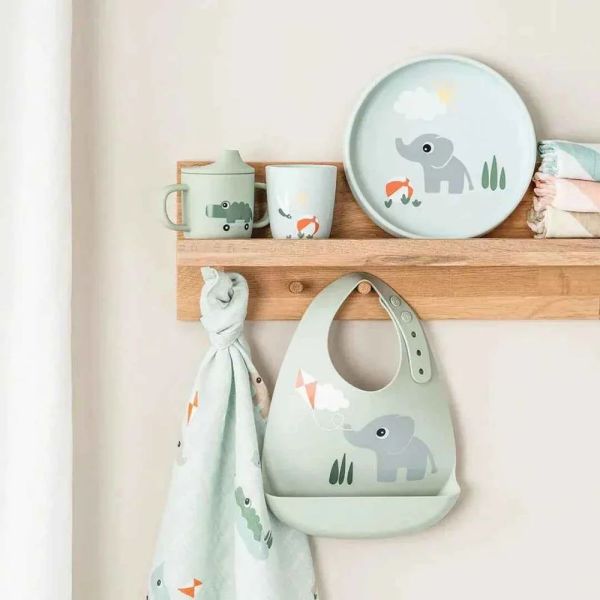 Assiette Stick & Stay en silicone Playground Bleu