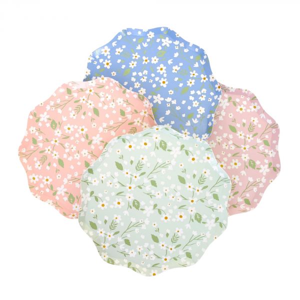 Lot de 12 petites assiettes Florales