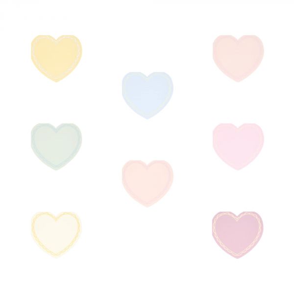 Lot de 16 grandes serviettes Coeur pastel