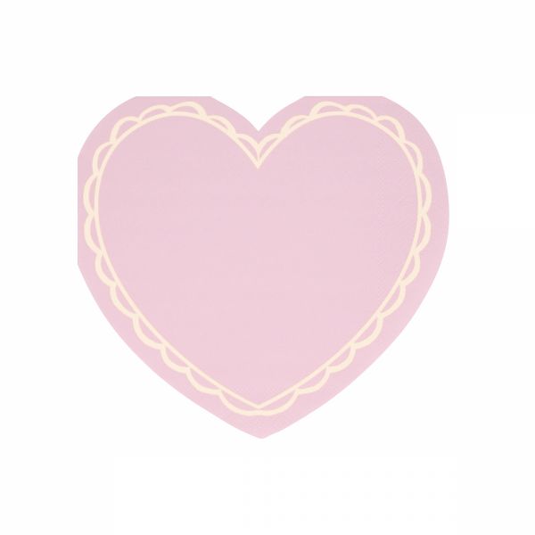 Lot de 16 grandes serviettes Coeur pastel
