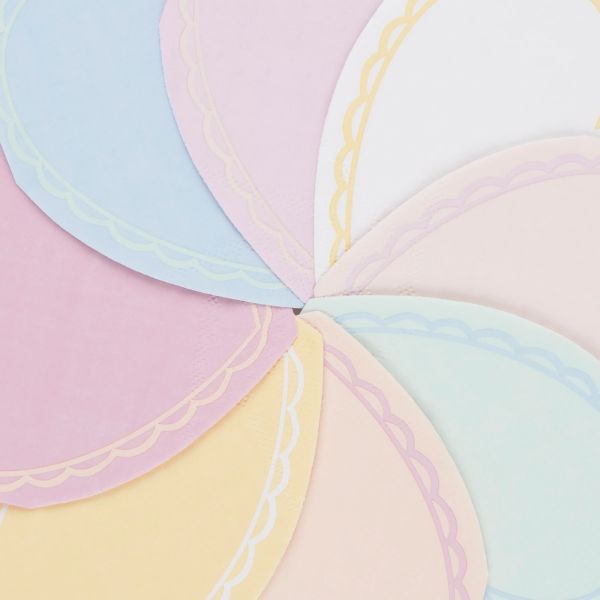 Lot de 16 grandes serviettes Coeur pastel