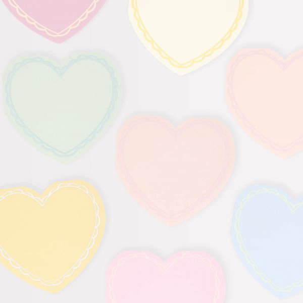 Lot de 16 grandes serviettes Coeur pastel