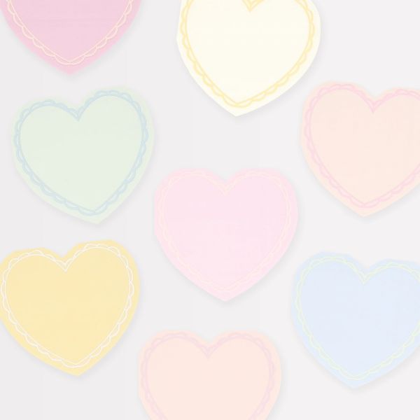 Lot de 16 petites serviettes Coeur pastel
