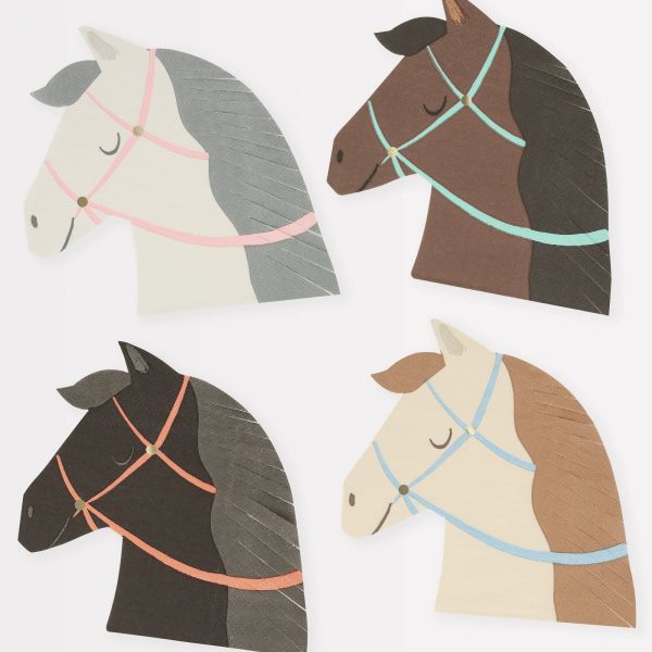 Lot de 16 serviettes Cheval Équitation