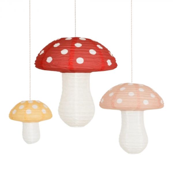 Lot de 3 lanternes en papier - Champignons
