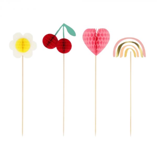 Lot de 4 décoration de gâteaux Happy Icons