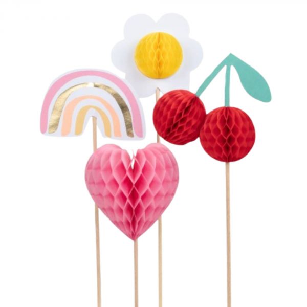 Lot de 4 décoration de gâteaux Happy Icons