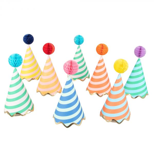 Lot de 8 chapeaux de fête Rayures