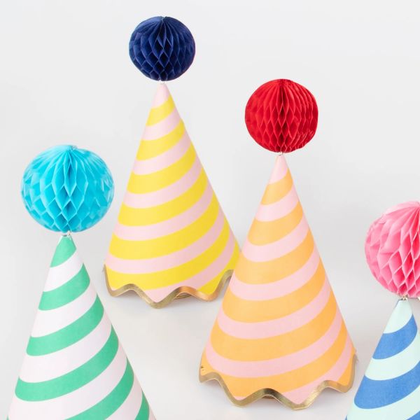 Lot de 8 chapeaux de fête Rayures