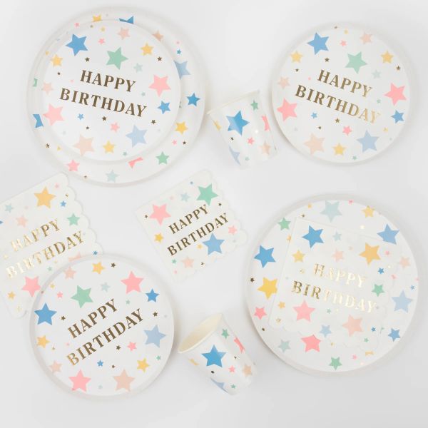 Lot de 8 gobelets Happy Birthday Étoiles