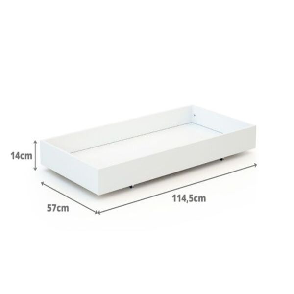 AT4 -  Tiroir de lit bébé en bois Essentiel Blanc 60 x 120