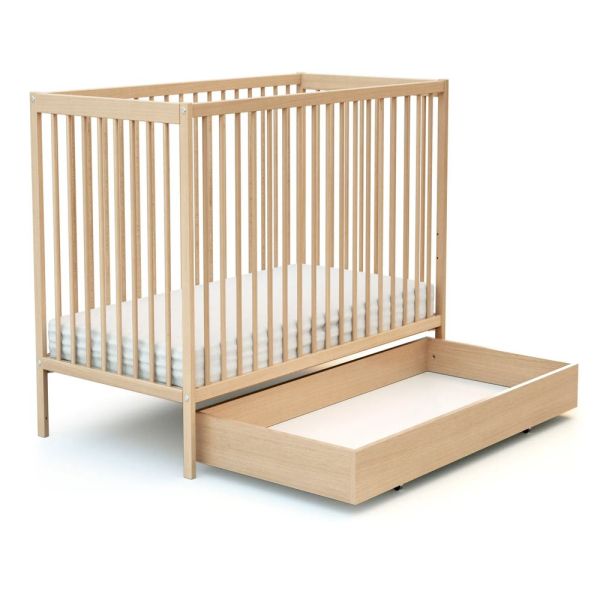 AT4 -  Tiroir de lit bébé en bois Essentiel Hêtre Verni 60 x 120