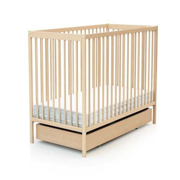 AT4 -  Tiroir de lit bébé en bois Essentiel Hêtre Verni 60 x 120