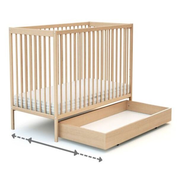 AT4 -  Tiroir de lit bébé en bois Essentiel Hêtre Verni 60 x 120