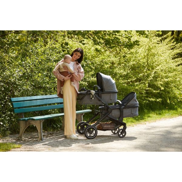 Poussette double Atlantic Jumeaux Melange Grey
