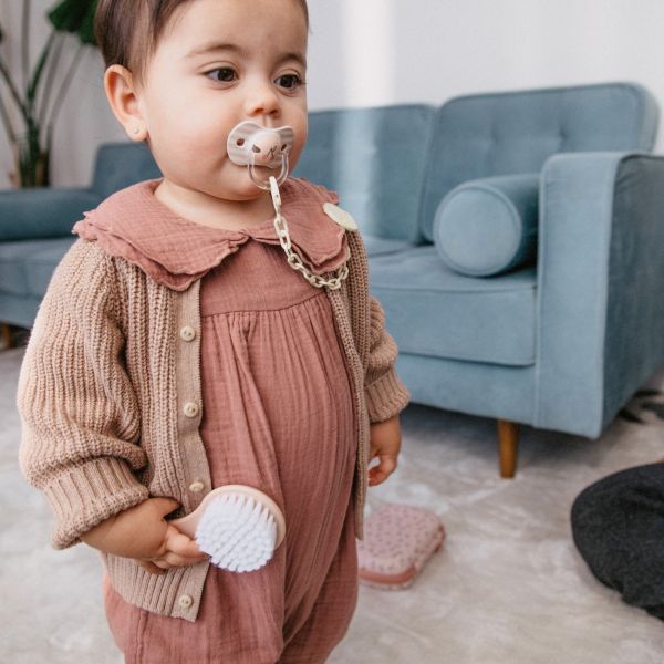 Attache sucette bébé chaîne Birdies Beige