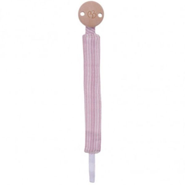Attache-sucette gaze de coton rayé rose