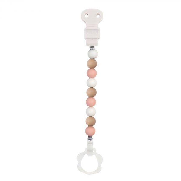 Attache Sucette Silicone Rose Blanc Beige