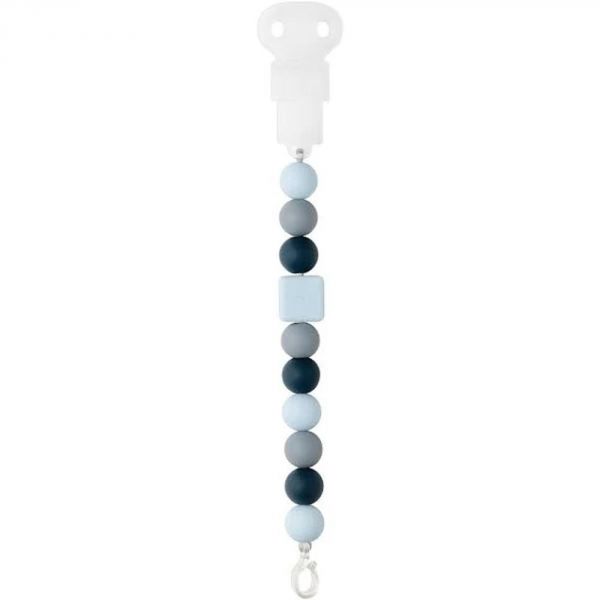 Attache Sucette Silicone Bleu et Gris