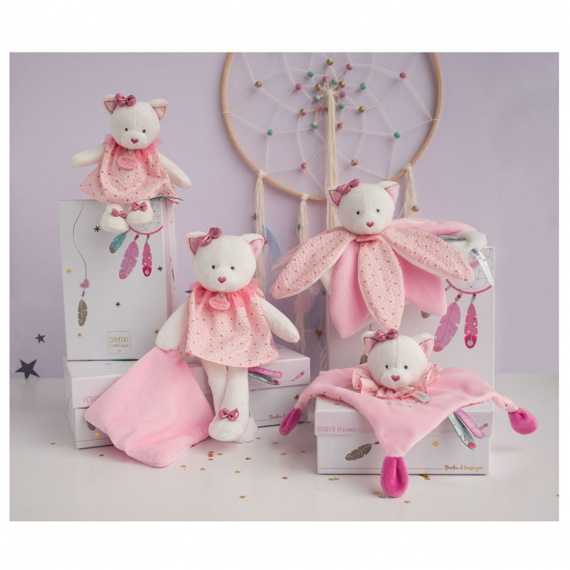 Doudou et Compagnie - Doudou Attrape-Rêves - Chat - Boite Cadeau 