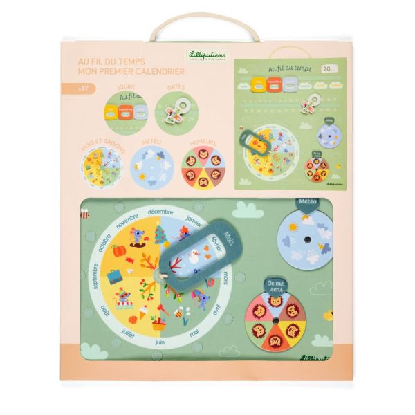 Calendrier pour enfant en tissu vert Au fil du temps