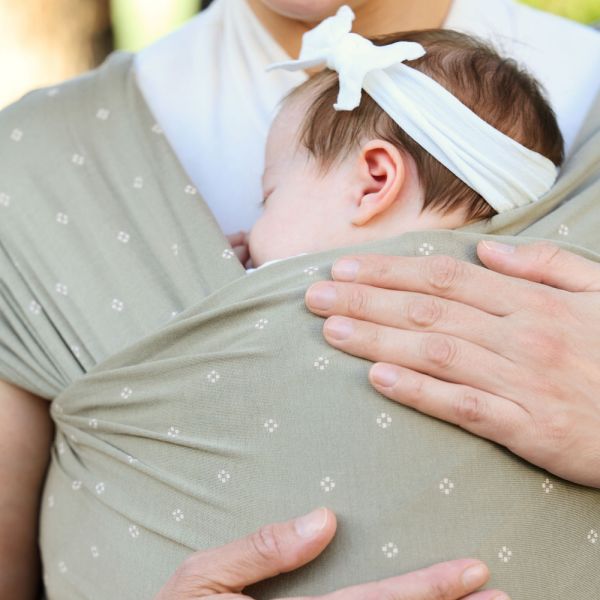 Écharpe de portage Aura en tissu tricoté Olive diamonds