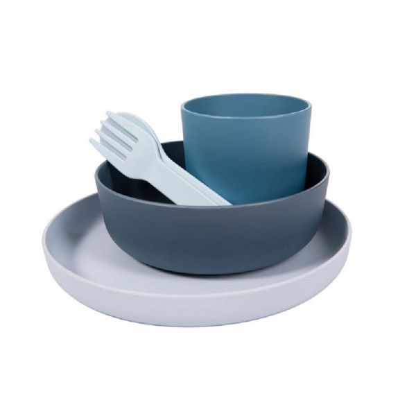 Set vaisselle biodégradable 5 pièces bleu