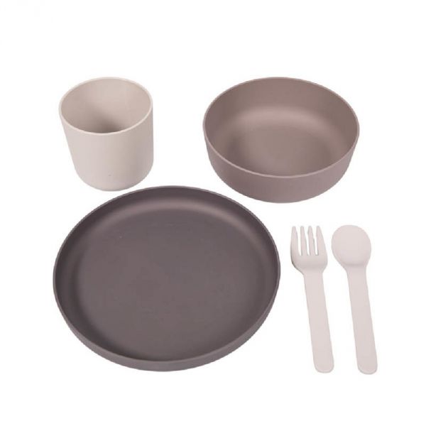 Set vaisselle biodégradable 5 pièces gris
