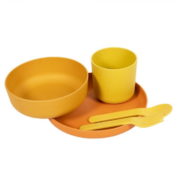 Set vaisselle biodégradable 5 pièces ocre