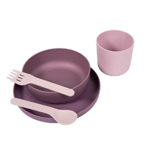 Set vaisselle biodégradable 5 pièces rose/mauve