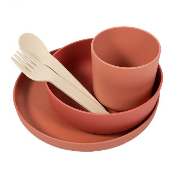 Set vaisselle biodégradable 5 pièces terracota