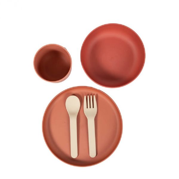 Set vaisselle biodégradable 5 pièces terracota