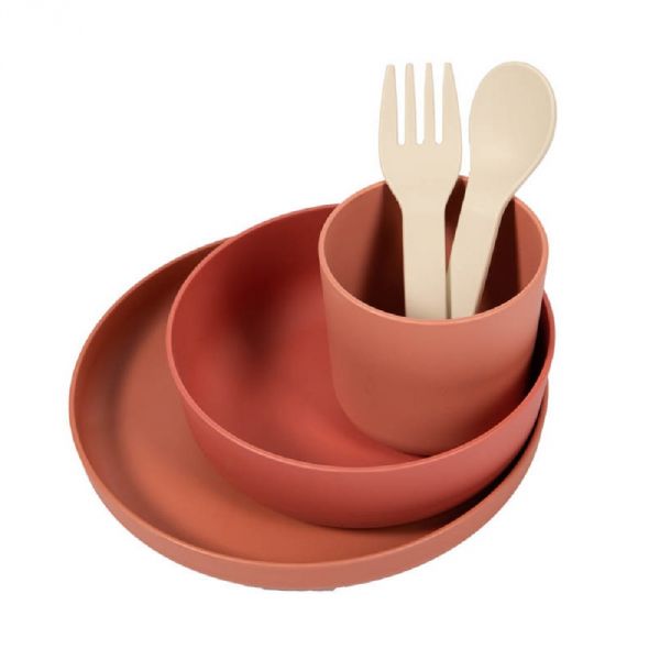 Set vaisselle biodégradable 5 pièces terracota