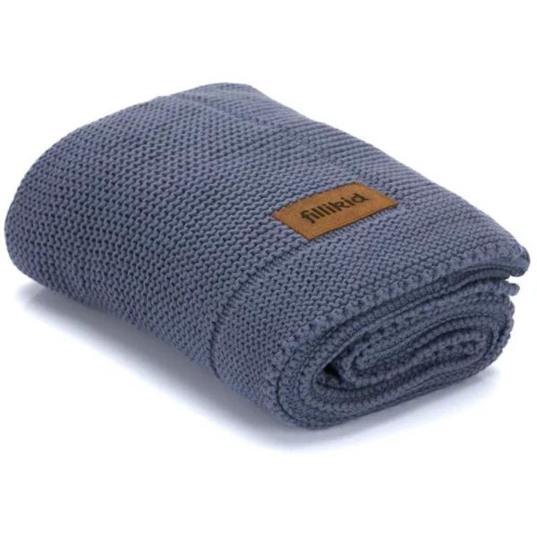 Couverture bébé tricotée bleu