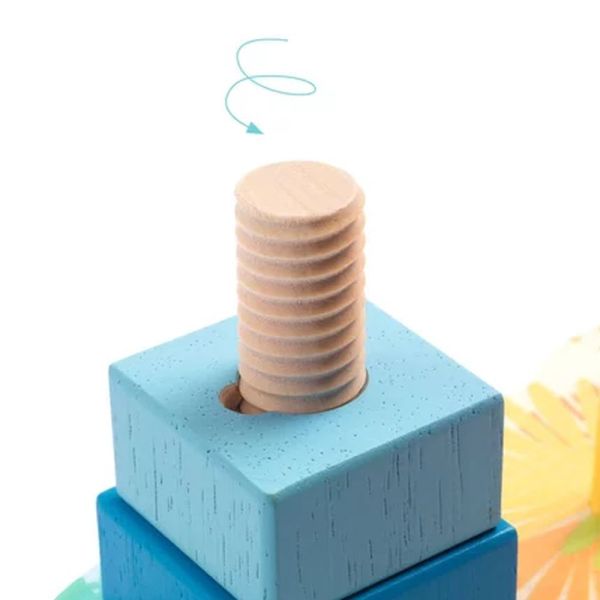 Jeu d'éveil en bois à empiler et à visser Multi Stack