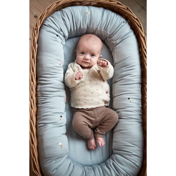 Réducteur de lit Babynest coton biologique Cool Summer - Pearl Blue