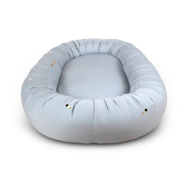 Réducteur de lit Babynest coton biologique Cool Summer - Pearl Blue
