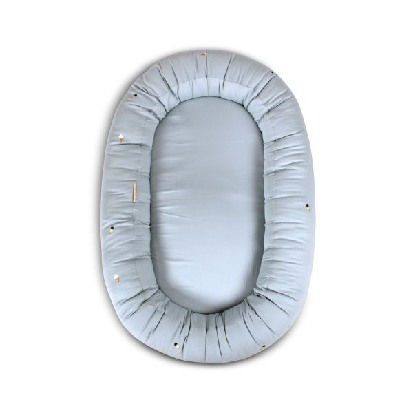 Réducteur de lit Babynest coton biologique Cool Summer - Pearl Blue
