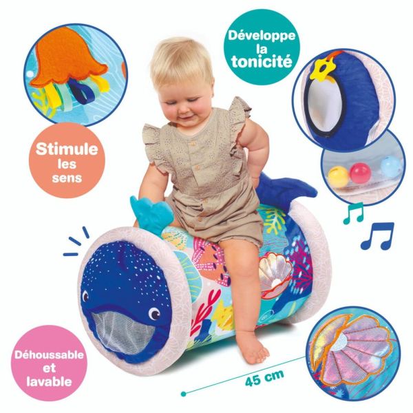 Rouleau d'activités Baby Roller en tissu Baleine