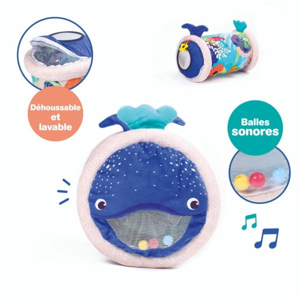 Rouleau d'activités Baby Roller en tissu Baleine