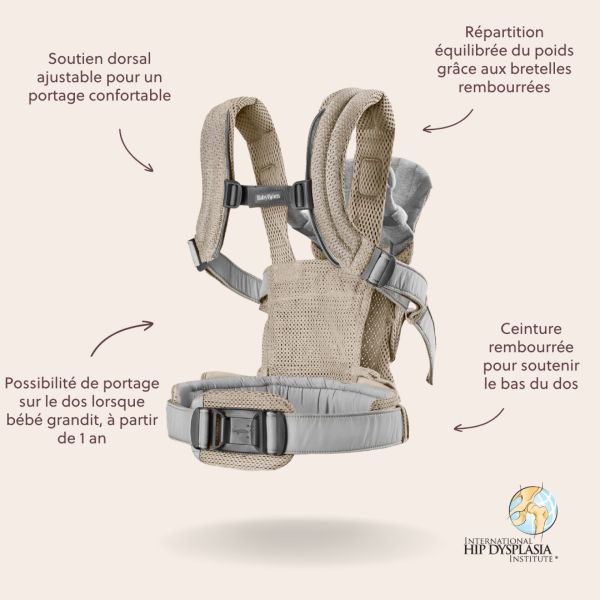 Porte bébé Harmony Mesh 3D gris beige