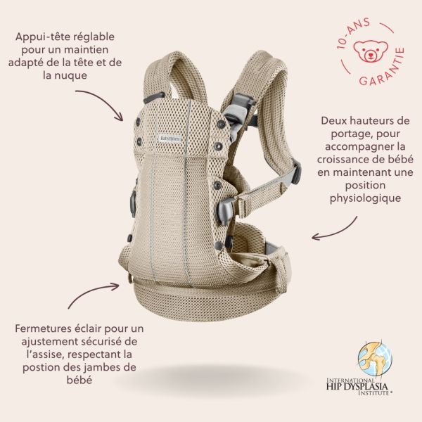 Porte bébé Harmony Mesh 3D gris beige