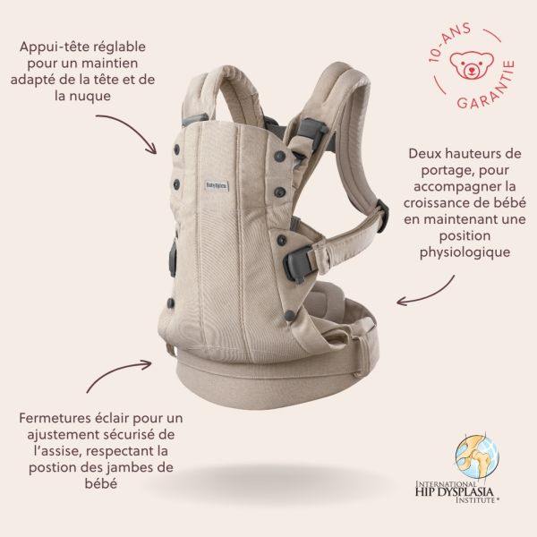 Porte bébé Harmony melange tissé beige clair