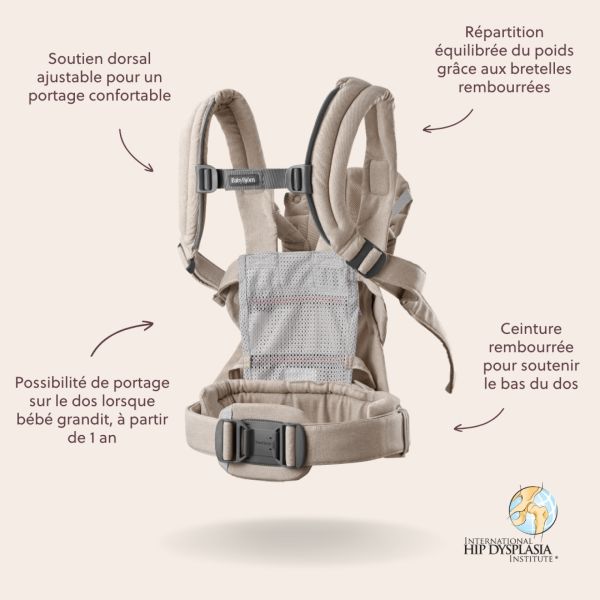 Porte bébé Harmony melange tissé beige clair