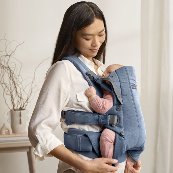Porte bébé Harmony melange tissé chiné bleu