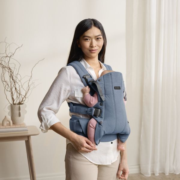 Porte bébé Harmony melange tissé chiné bleu