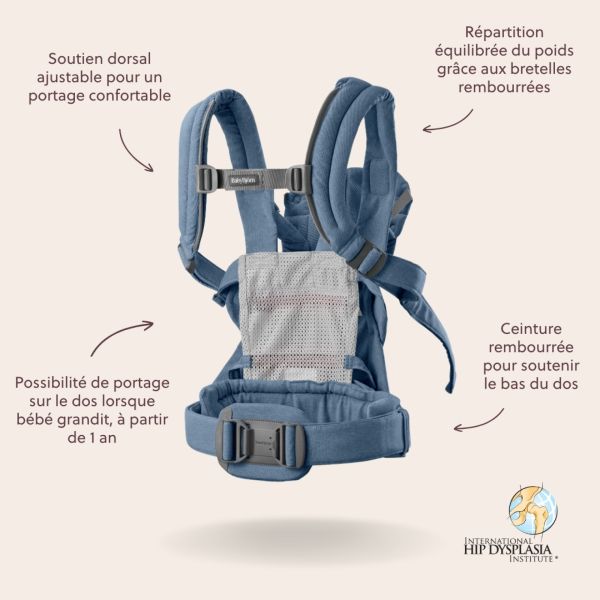 Porte bébé Harmony melange tissé chiné bleu