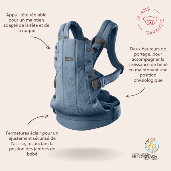 Porte bébé Harmony melange tissé chiné bleu