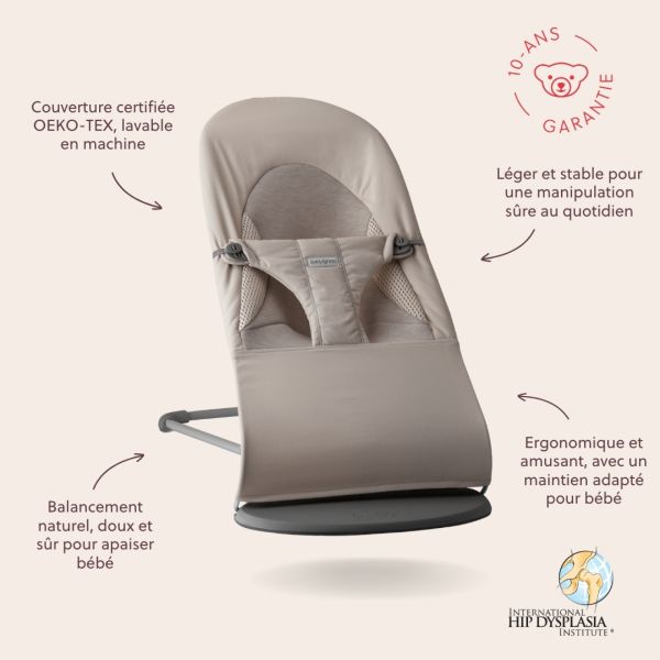 Transat bébé balance Soft tissé jersey gris sable